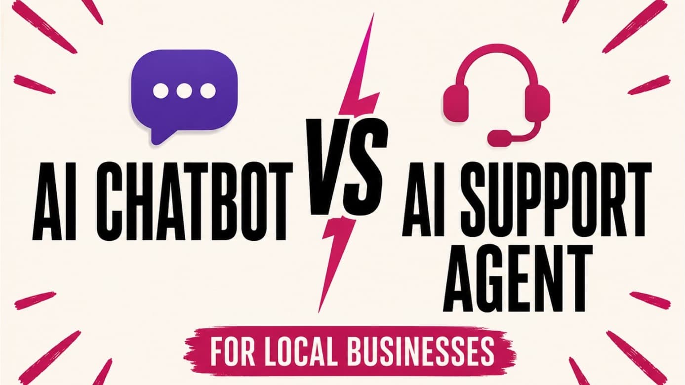 AI chatbot vs AI Support Agent decision matrix thumbnail for local business customer support workflows