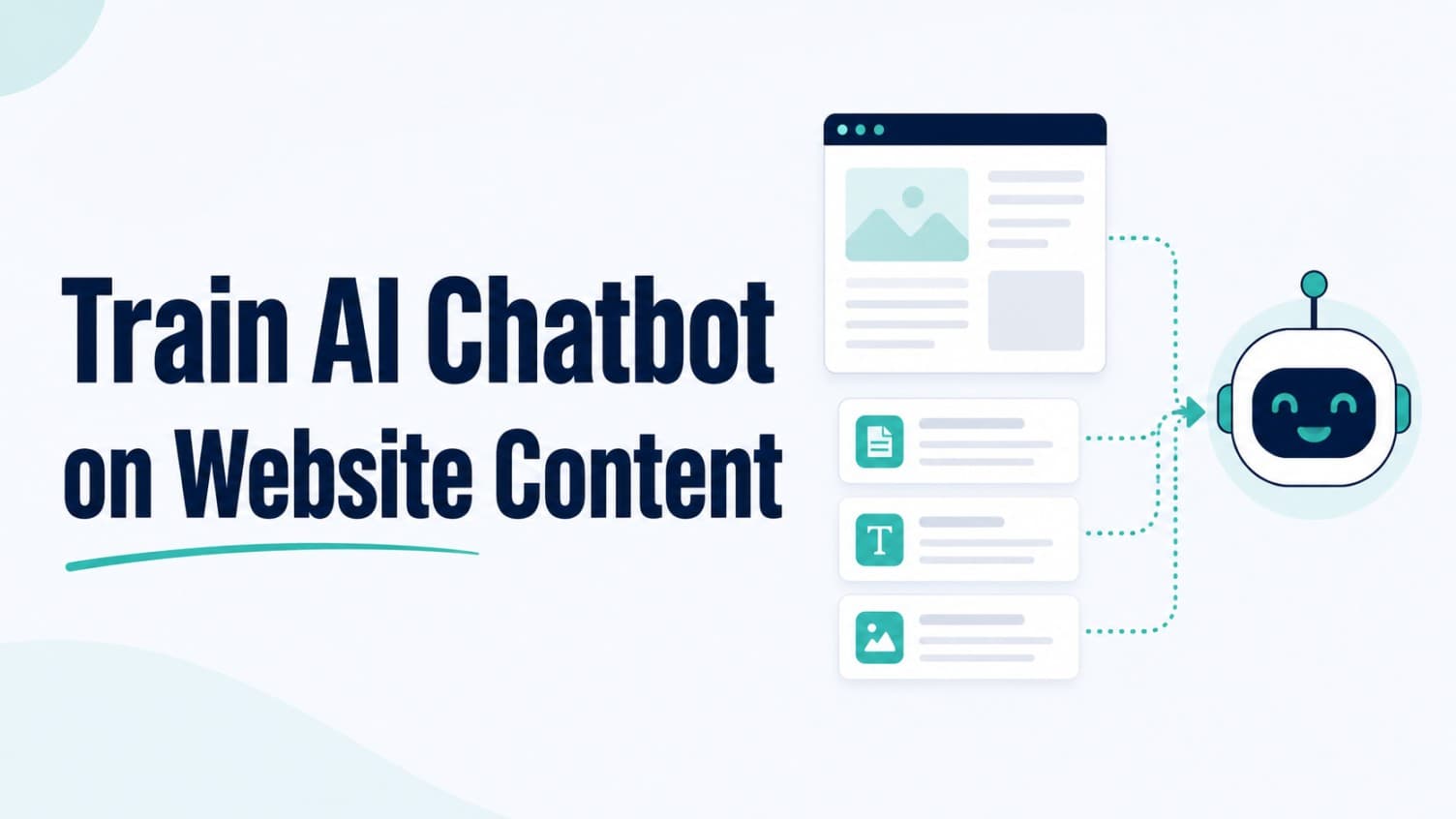AI chatbot training guide cover showing website content sources feeding a business chatbot knowledge base